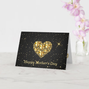 Elegant,Gold,Hearts,Star Night Card