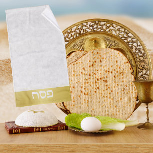 Elegant Gold Hebrew Passover Hand Towel