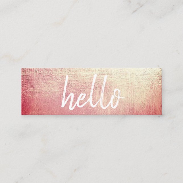 Elegant Gold Hello EventPlanner Mini Business Card (Front)