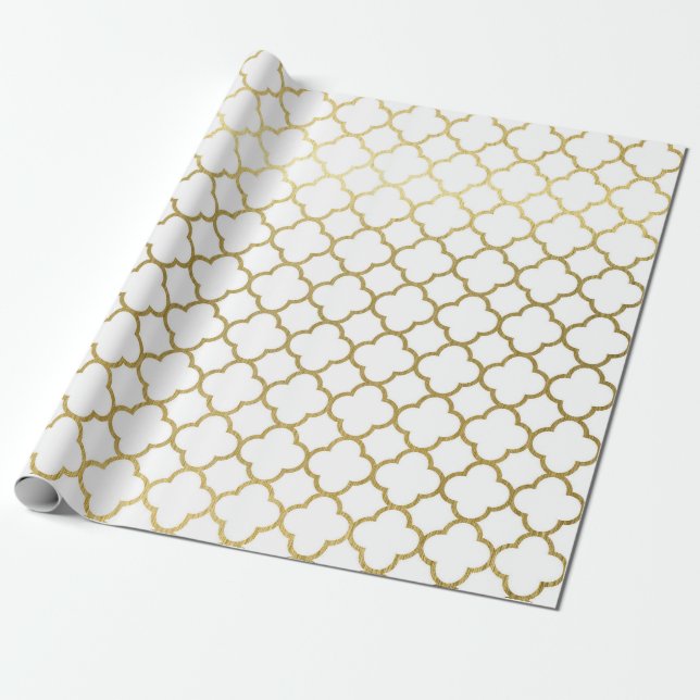 Elegant Gold Hexagon Abstract Pattern Wedding Wrap Wrapping Paper (Unrolled)
