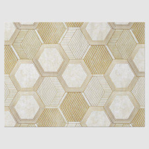 Elegant Gold Hexagon Geometric Pattern - Marble 2 Tissue Paper