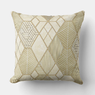 Elegant Gold Hexagon Geometric Pattern - Marble 4 Cushion
