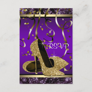 Elegant Gold High Heel Purple and Gold RSVP