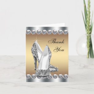 Elegant Gold High Heel Shoe Thank You Cards