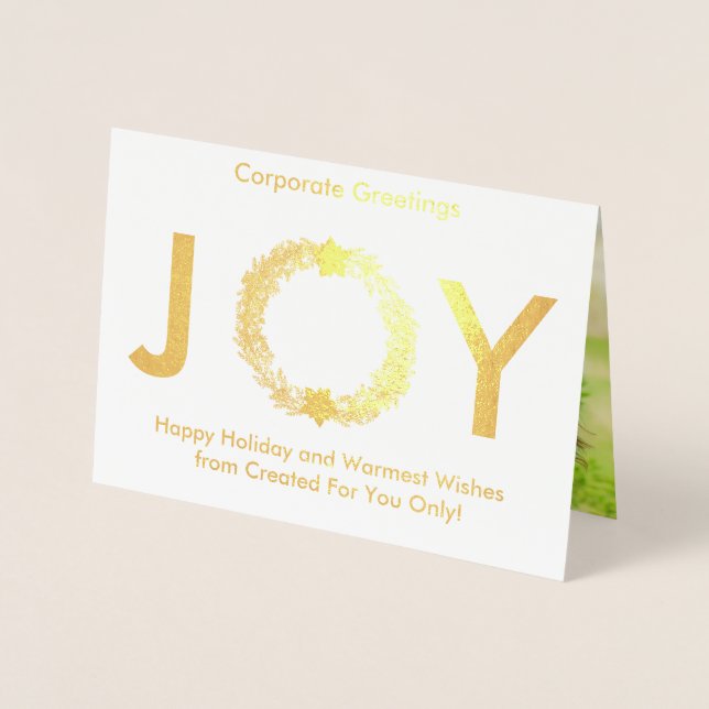 Elegant Gold Holiday Corporate Photo Real Foil Card (Front)