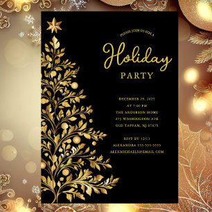Elegant Gold Holiday Party Invitation