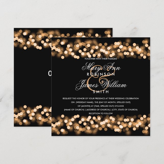 Elegant Gold Hollywood Glam Wedding Invitation (Front/Back)
