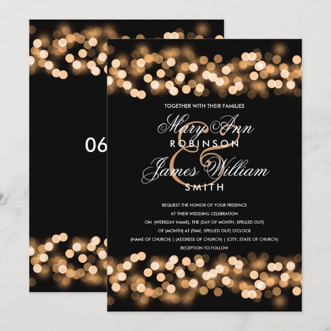 Elegant Gold Hollywood Glam Wedding Invitation (Front/Back)