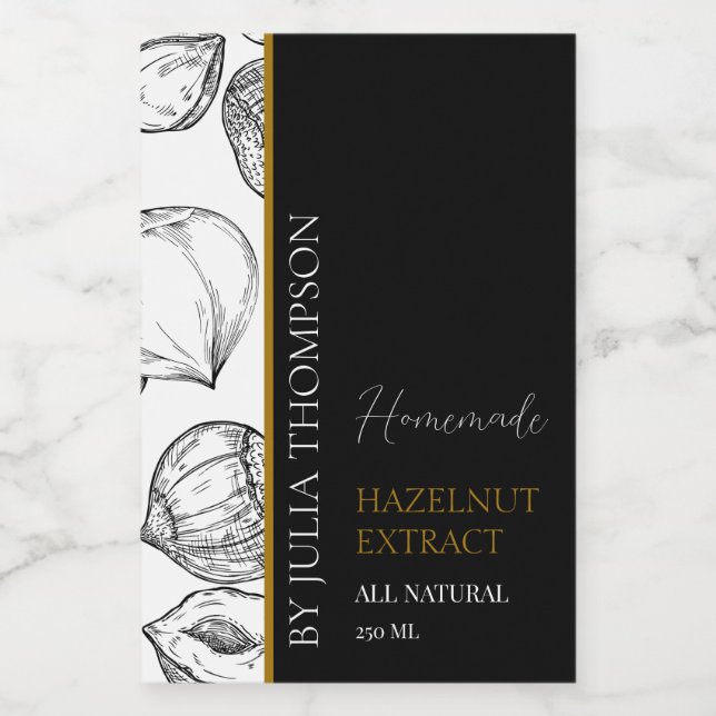 Elegant Gold Homemade Hazelnut Extract Label (Single Label)