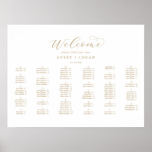 Elegant Gold Horizontal Alphabetical Seating Poster