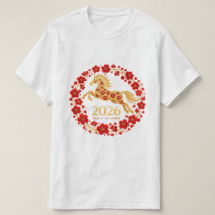 Elegant Gold Horse 2026 Lunar New Year T-Shirt