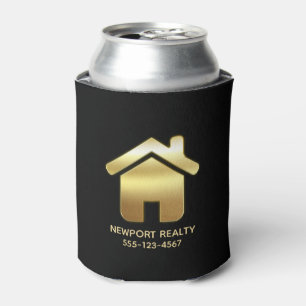 Elegant Gold House Symbol Real Estate Design Can Cooler