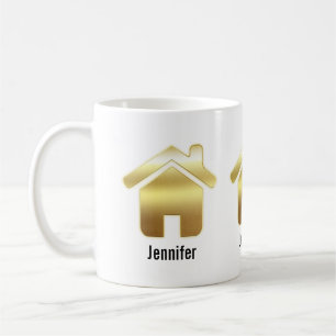 Elegant Gold House Symbol Real Estate Design Coffee Mug
