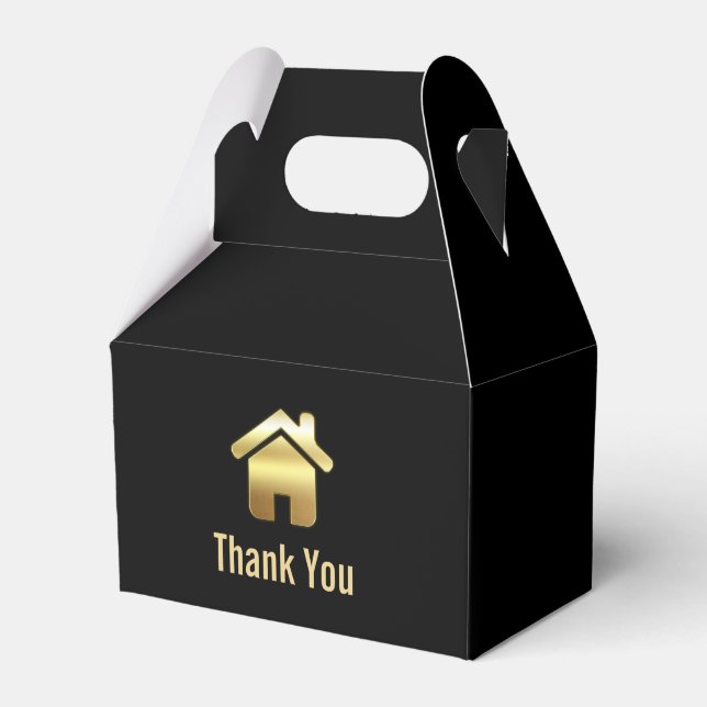 Elegant Gold House Symbol Real Estate Design Favour Box (Front Side)