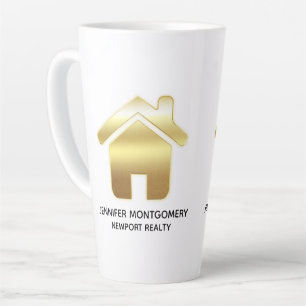 Elegant Gold House Symbol Real Estate Design Latte Mug