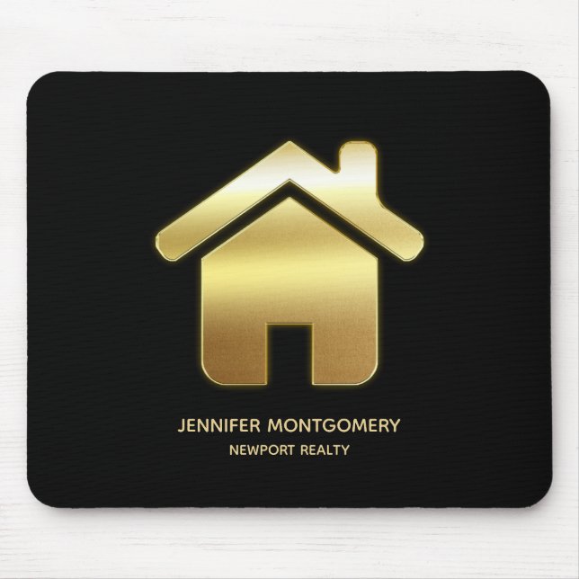 Elegant Gold House Symbol Real Estate Design Mouse Mat (Front)