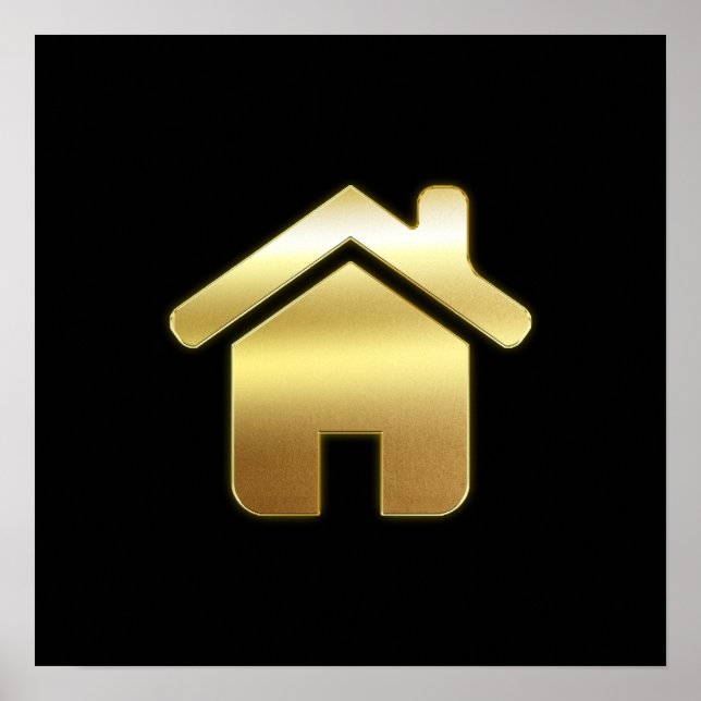 Elegant Gold House Symbol Real Estate Design Poster (Front)