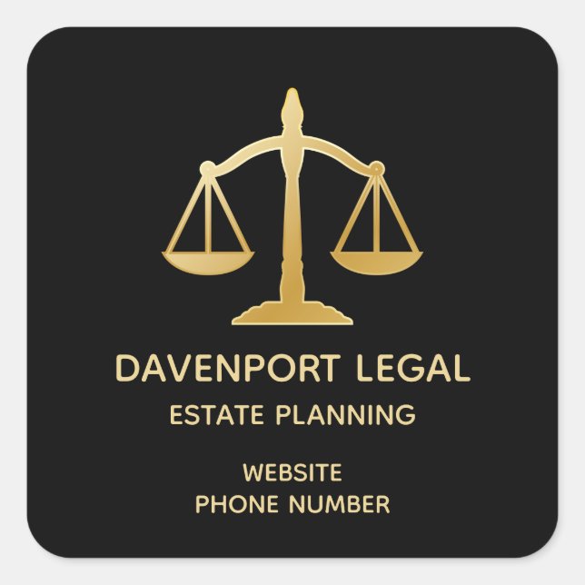 Elegant Gold House Symbol Real Estate Design Small Square Sticker (Front)