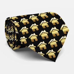 Elegant Gold House Symbol Real Estate Pattern Tie