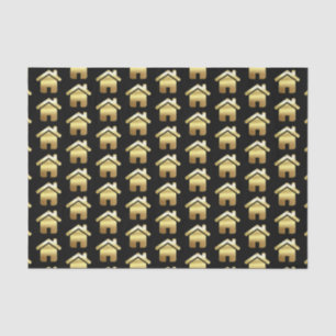 Elegant Gold House Symbol Real Estate Pattern Tissue Paper