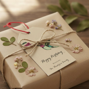 Elegant Gold Hummingbird Birthday Gift Tags