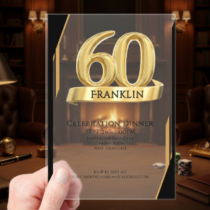 Elegant Gold Iconic Age Named 60th Birthday Acrylic Invitations