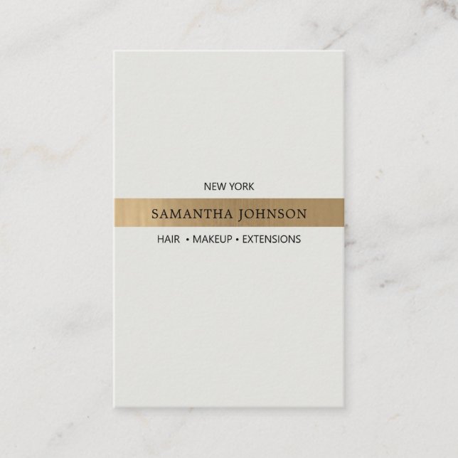 Elegant, Gold (imitation), Stripe Business Card (Front)