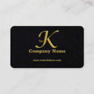Elegant Gold Initial Letter K Logo Business Card