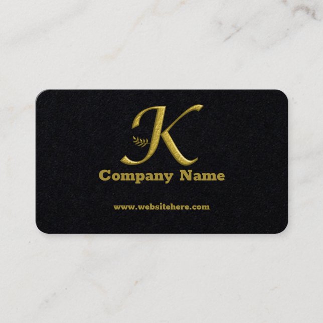  Elegant Gold Initial Letter K Logo Business Card (Front)
