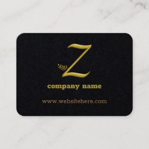 Elegant Gold Initial Letter Z Logo Business Card