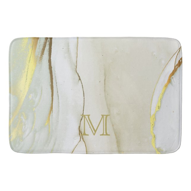 Elegant Gold Ink Abstract Pattern Monogram   Bath  Bath Mat (Front)