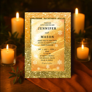 Elegant Gold invitation   Glitter and Pearl