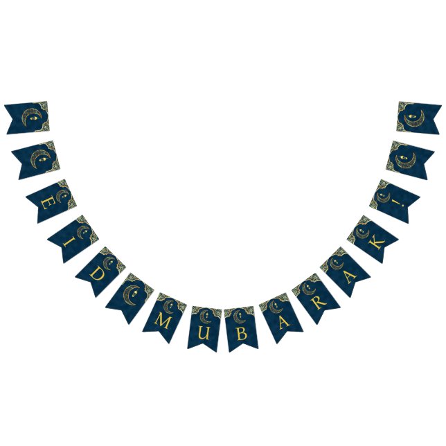 Elegant Gold Islamic Art Eid Mubarak Eid Bunting (All)