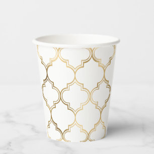 Elegant Gold Islamic Geometric Art Pattern Paper Cups