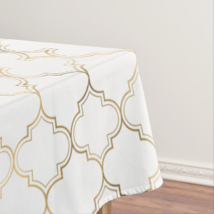 Elegant Gold Islamic Geometric Art Pattern Tablecloth