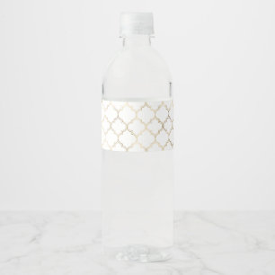 Elegant Gold Islamic Geometric Art Pattern Water Bottle Label