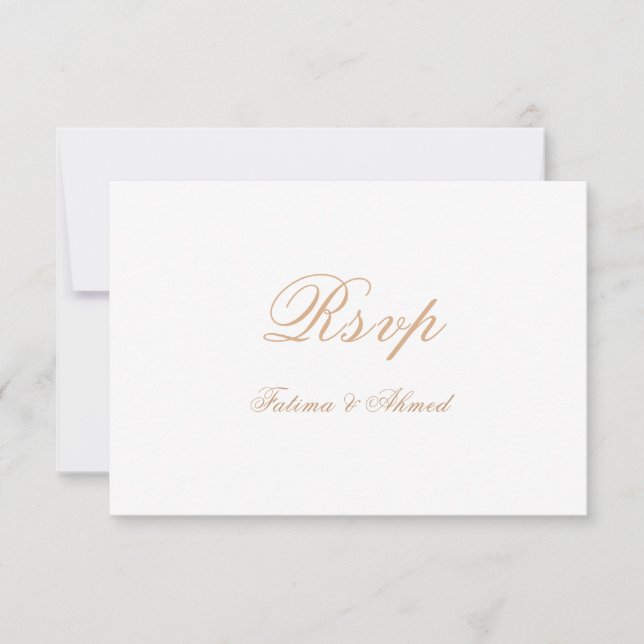Elegant Gold Islamic Muslim Wedding RSVP Card (Front)