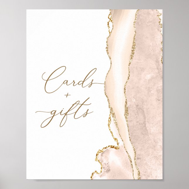 Elegant Gold Ivory Agate Wedding Cards and Gifts Poster (Front)