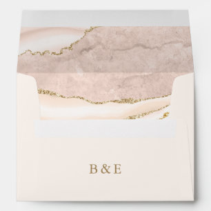 Elegant Gold Ivory Agate Wedding Envelope