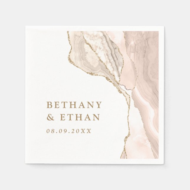Elegant Gold Ivory Agate Wedding Napkin (Front)