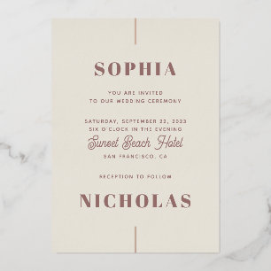 Elegant gold ivory blush modern typography wedding