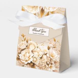 Elegant Gold & Ivory Floral Wedding Thank You Favour Box