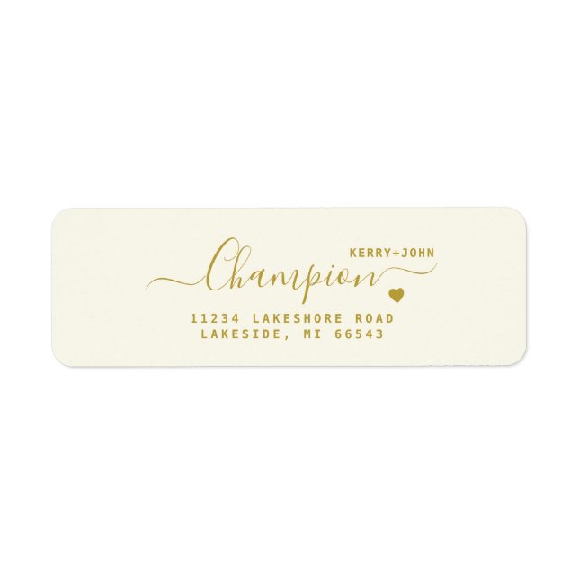 Elegant Gold Ivory Wedding Return Address Label (Front)