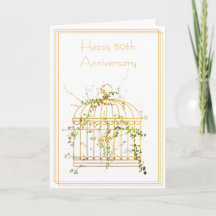 Elegant Gold Ivy and Bird Cage 50th Anniversary