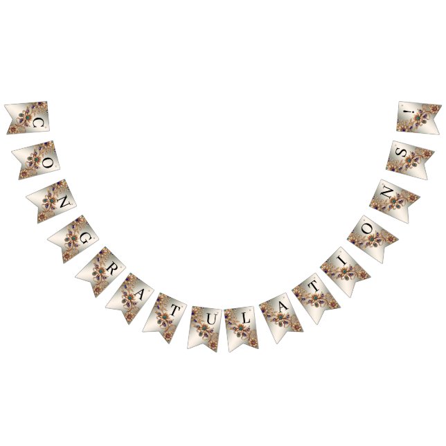 Elegant Gold Jewel Flowers Bunting Flag (All)