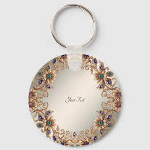 Elegant Gold Jewel Flowers Keychain