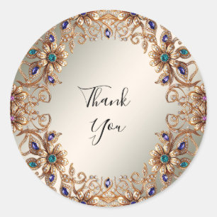 Elegant Gold Jewel Flowers Sticker