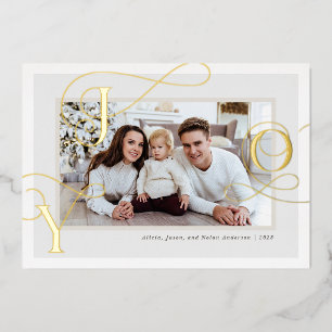 Elegant Gold Joy Family Photo Christmas Holiday
