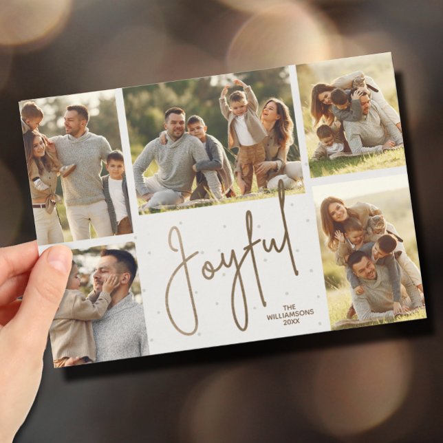 Elegant Gold JOYFUL Multi Photo Christmas Holiday Card (Elegant Gold JOYFUL Multi Photo Christmas Holiday Cards - INSTANT DOWNLOAD and/or PRINTED or both!)