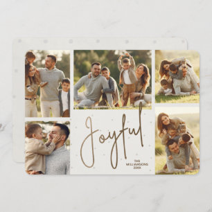 Elegant Gold JOYFUL Multi Photo Holiday Card